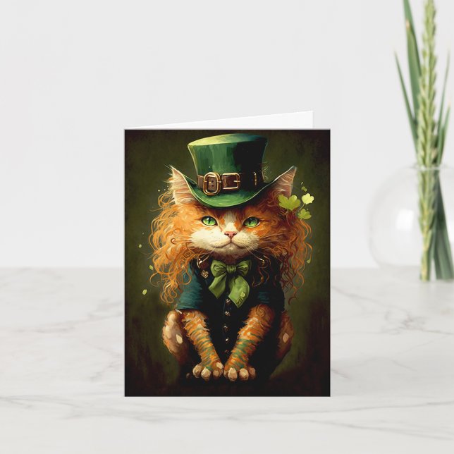 Carte de vœux avec illustration de chat irlandais  (Devant)