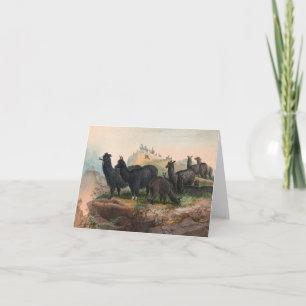 Carte de vœux avec illustration vintage d'alpacas 