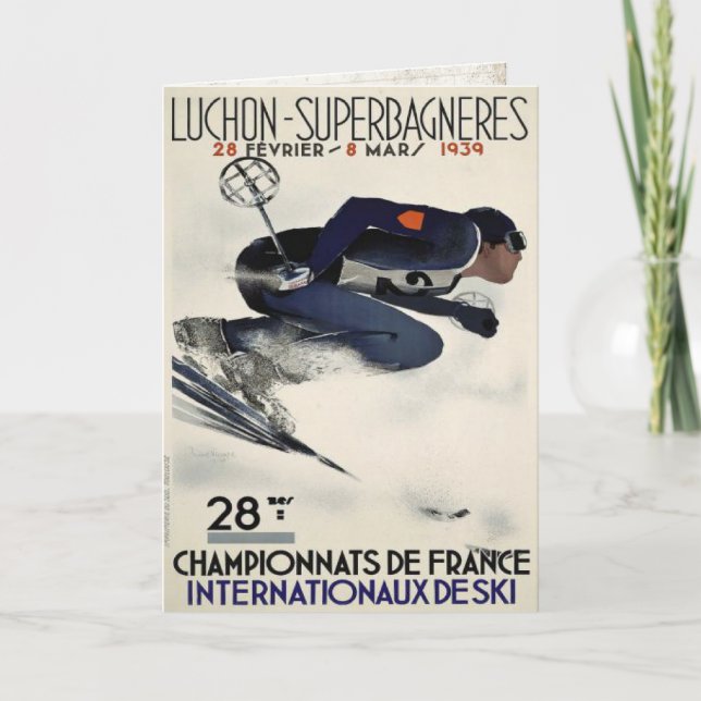 Carte de voeux avec l'affiche fraîche de ski de (Devant)