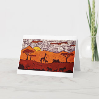 Carte de voeux avec le batik du paysage africain