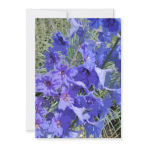 Carte de vœux avec motif de fleur de delphinium "S