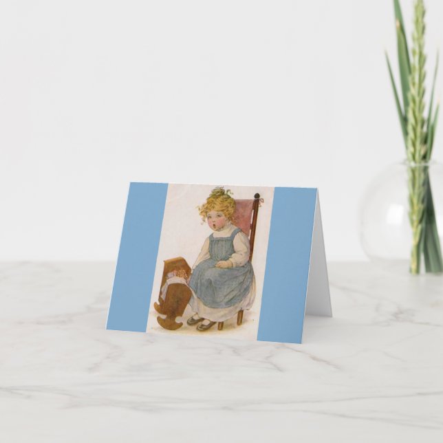 Carte de vœux avec peinture d'enfant vintage avec  (Devant)