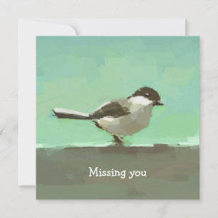 Carte de vœux avec peinture d'oiseau - Tu me manqu