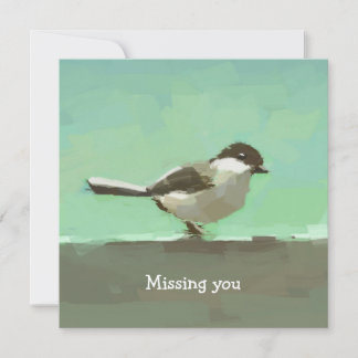 Carte de vœux avec peinture d'oiseau - Tu me manqu