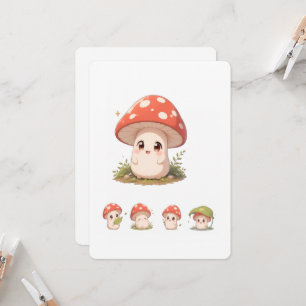Carte de vœux avec personnage de champignon mignon