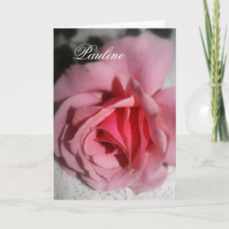 Carte de vœux avec prénom Pauline Rose rose