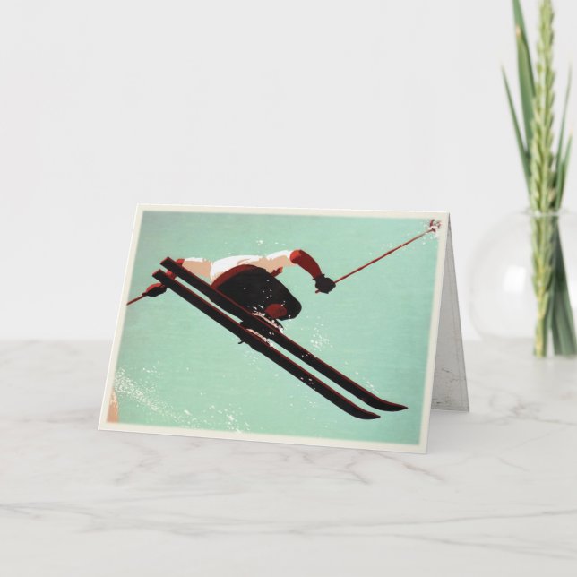 Carte de voeux avec saut à ski Vintage (Devant)