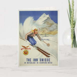 Carte de voeux avec ski Vintage Imprimer