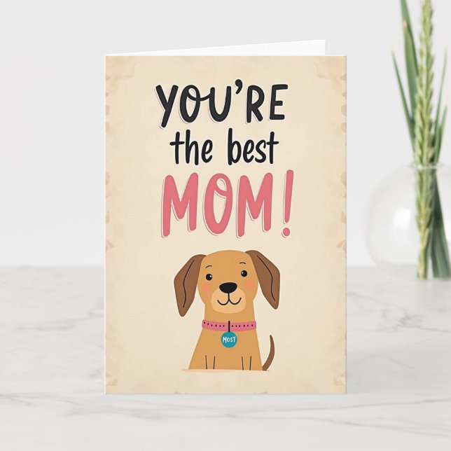 Carte de vœux avec un chien pour la meilleure mama (Devant)