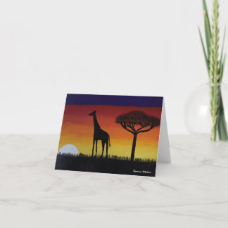 Carte De Voeux Avec Un Coucher De Soleil En Afriqu