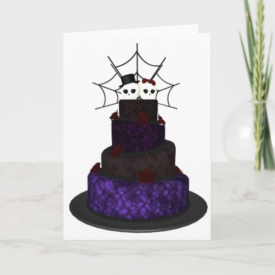 Carte De Voeux Avec Un Gateau De Mariage Gothique Zazzle Fr