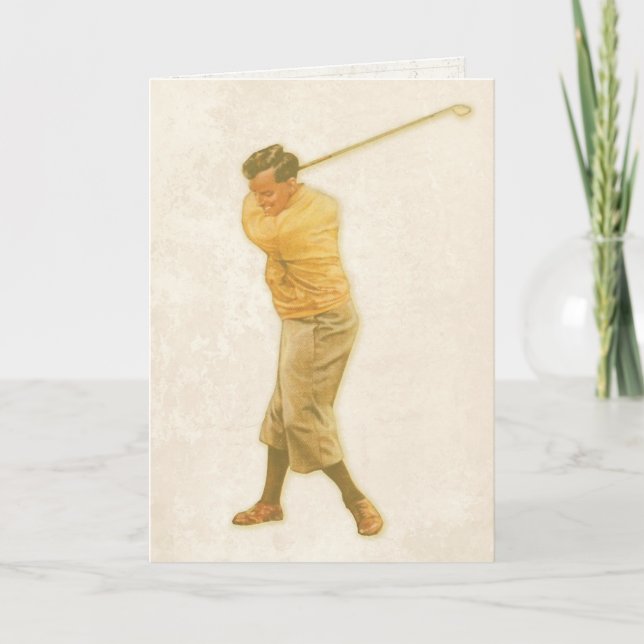 Carte de voeux avec Vintage Golf Player (Devant)