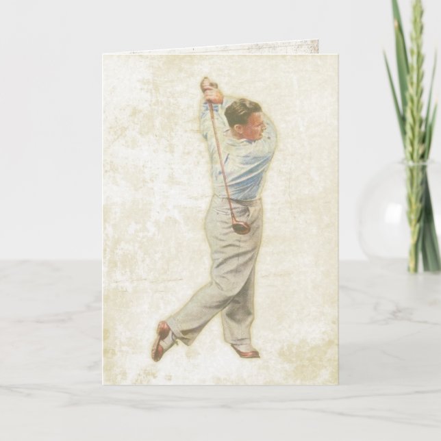 Carte de voeux avec Vintage Golf Player (Devant)