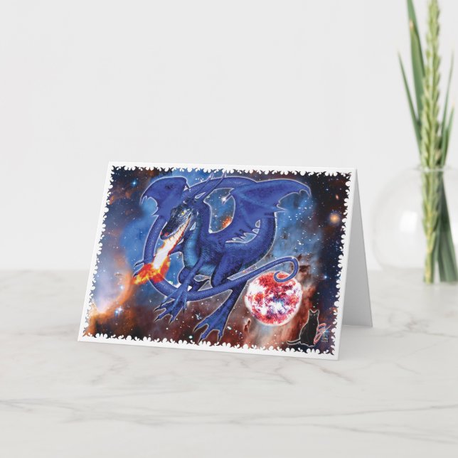 Carte de voeux Azurite Cosmic Dragon (Devant)