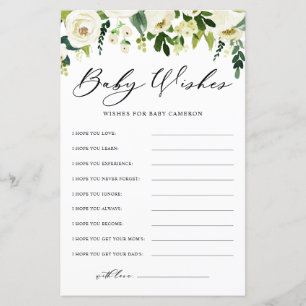 Carte de voeux Baby shower Fleurs blanches d'hiver