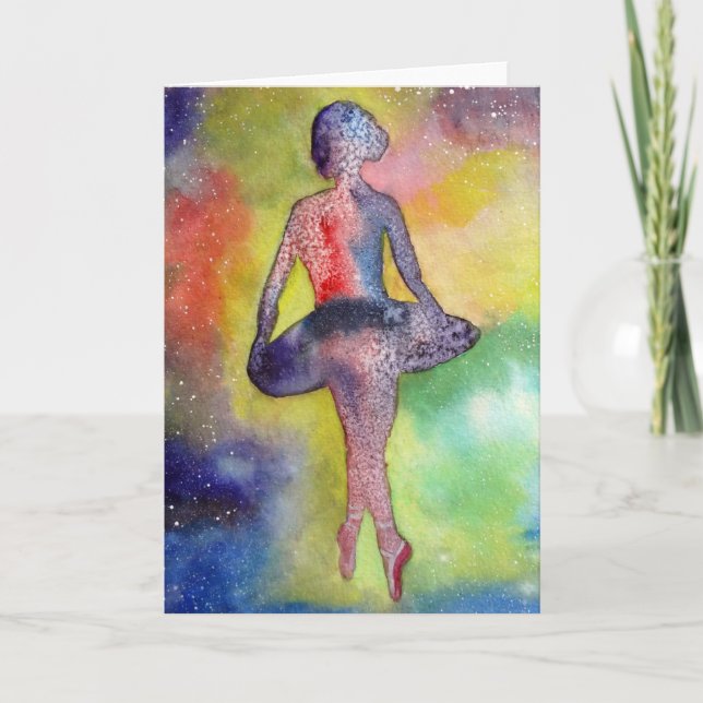 Carte de voeux Ballerina abstraite aquarelle (Devant)