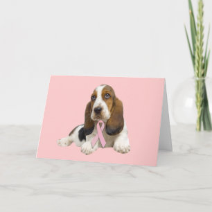 Carte de voeux Basset Hound Cancer du sein