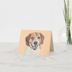 Carte de vœux Beagle heureux dessin pastel