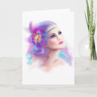 Carte de voeux beau portrait femme abstrait