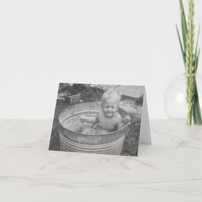 Carte de vœux Bébé dans la baignoire (Devant)
