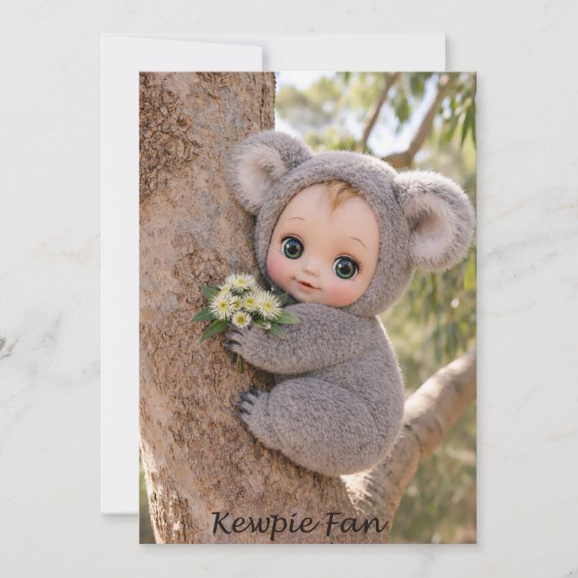 Carte de vœux bébé koala Kewpie Fan (Devant)