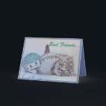 Carte de voeux Best Friends Cute Cat Art<br><div class="desc">Meilleurs amis carte de voeux chat - Un cadeau magnifique pour tous les amoureux de les chats! Conçu à partir d'un de mes dessins au crayon d'origine. Bien sûr de mettre un sourire sur le visage des récepteurs.</div>