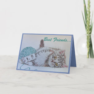 Carte de voeux Best Friends Cute Cat Art