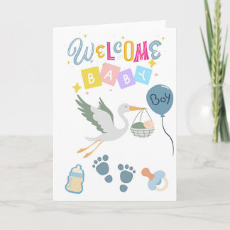 Carte de vœux Bienvenue Bébé Garçon