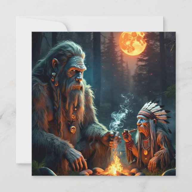 Carte de voeux Bigfoot et Chief Moonlit Forest (Devant)