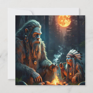 Carte de voeux Bigfoot et Chief Moonlit Forest