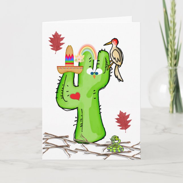 Carte de voeux Bird Cactus (Devant)