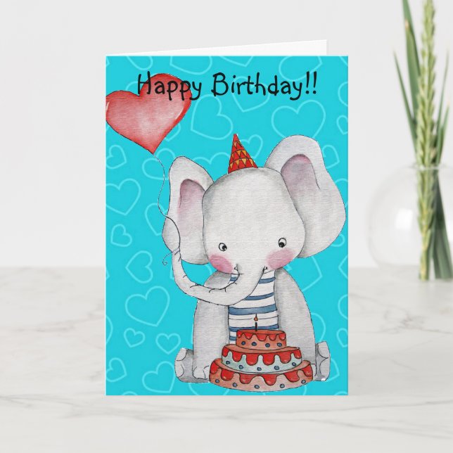 Carte de voeux Birthday Boy Elephant (Devant)