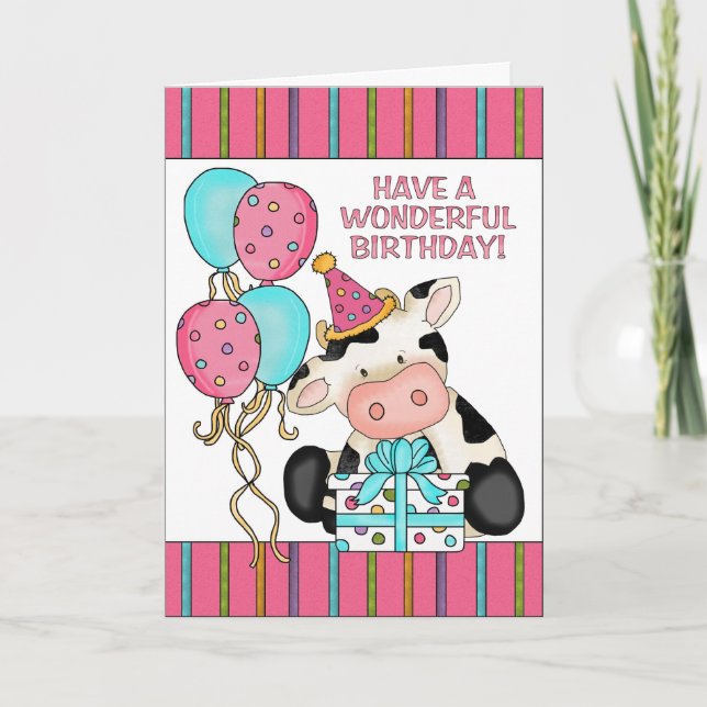 Carte de voeux Birthday Cow (Devant)