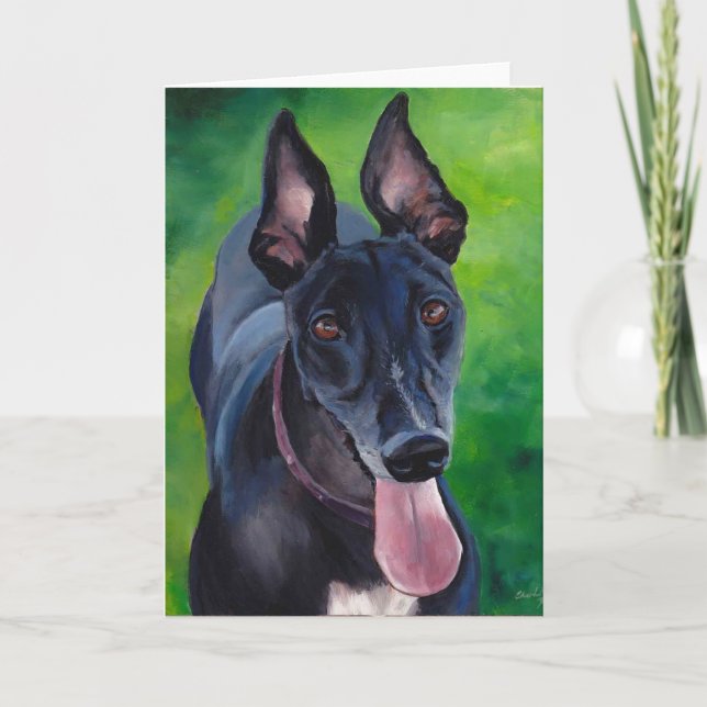 Carte de voeux Black Greyhound Dog Art (Devant)