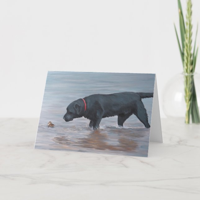Carte de voeux Black Labrador Retriever Dog Art (Devant)