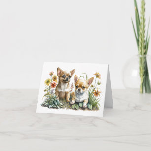 Carte de voeux blanche Chihuahua Puppies