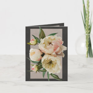 Carte de voeux blanche de pivoines