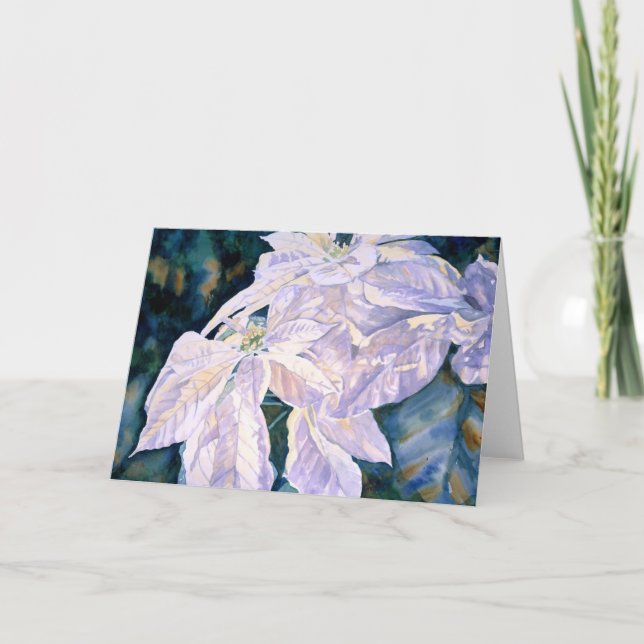Carte de voeux blanche de poinsettia (Devant)