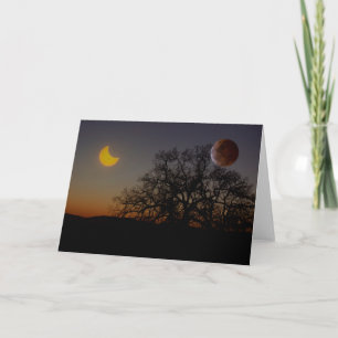Carte de voeux blanche double éclipse