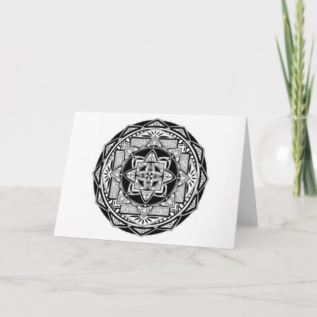 Carte de voeux blanche Geometry Lotus Mandala (Devant)