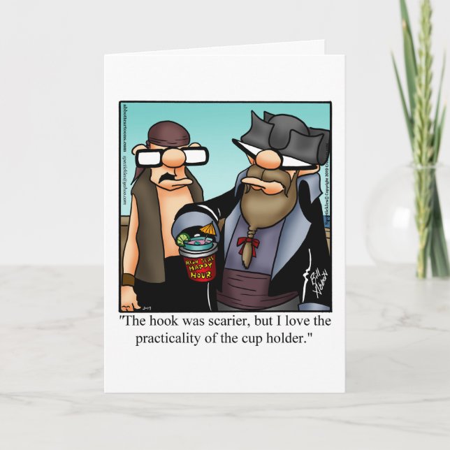 Carte de voeux blanche Humour pirate (Devant)