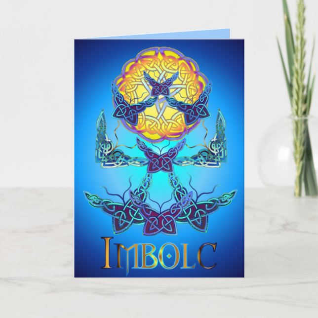 Carte de voeux blanche Imbolc Papillons (Devant)