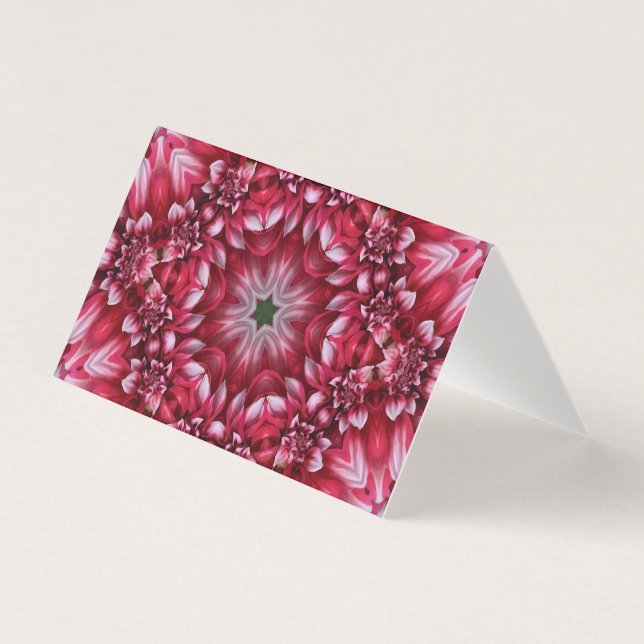Carte de voeux blanche Kaleidoscopic Crimson Dahli (Front)