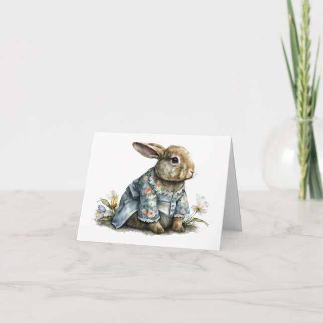 CARTE DE VOEUX BLANCHE LAPIN MAMAN (Devant)