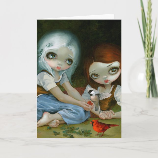 Carte de voeux "Blanche neige et rouge Rose" (Devant)