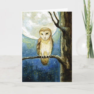 Carte de voeux blanche Owl Moon