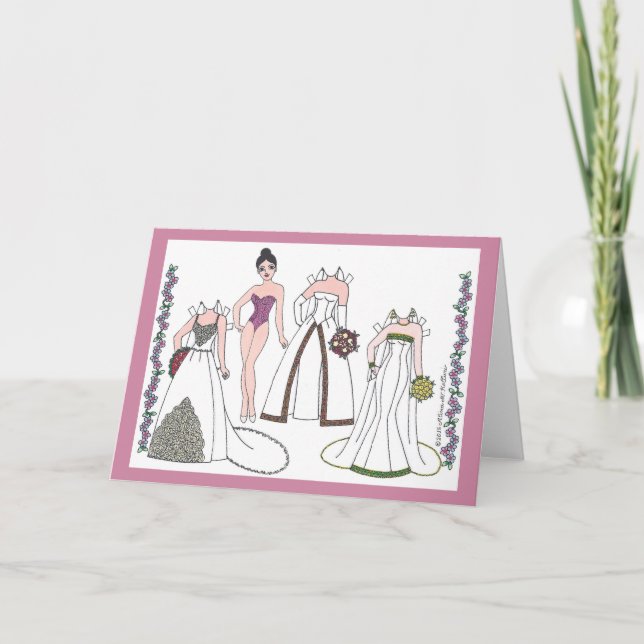 Carte de voeux blanche poupée papier moderne Bride (Devant)