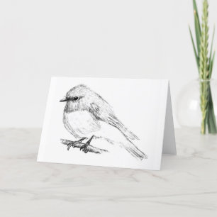 Carte de voeux blanche Robin Rose