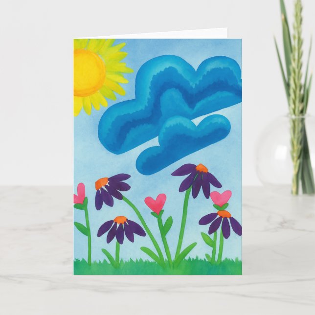 Carte de voeux blanche simple Sunny Day Watercolor (Devant)