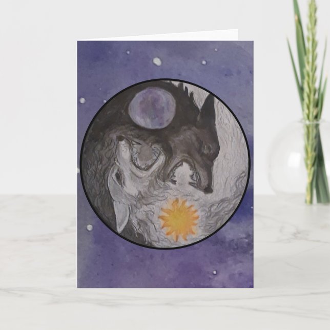 Carte de voeux blanche Skoll et Hati (Devant)